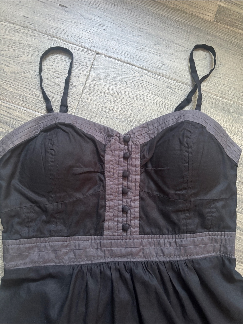 American Eagle | Y2K Babydoll Black Grey Mini Dress Corset Style Size 10 - Picture 4 of 13